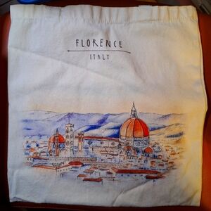 Florence Italy Natural Color Canvas Totebag Watercolor Graphic 15x15 Tourist Bag